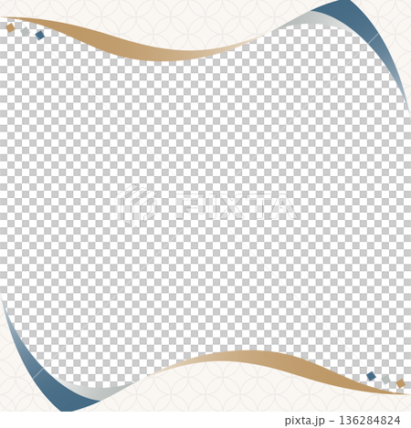 Curved simple design frame, Japanese style, Shippo pattern, background, square size 136284824