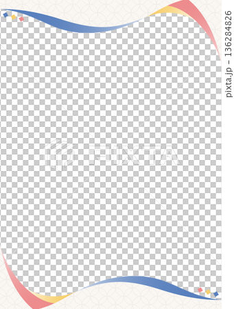 Simple design frame of curved lines, Japanese style, Shippo pattern, background, portrait orientation 136284826