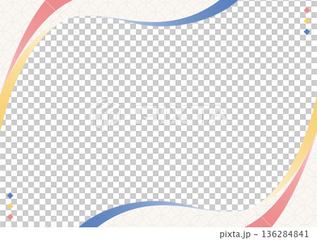 簡約弧形設計畫框，日式風格，七寶紋樣，背景 136284841