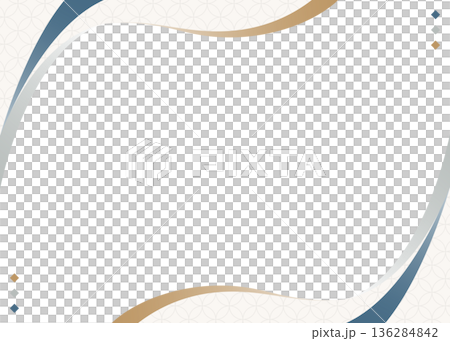 簡約弧形設計畫框，日式風格，七寶紋樣，背景 136284842
