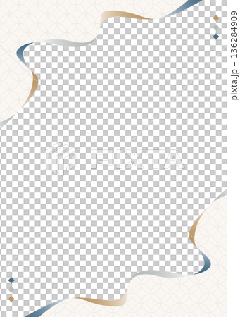 Simple design frame of curved lines, Japanese style, Shippo pattern, background, portrait orientation Simple design frame of curved lines, Japanese style, Shippo pattern, background, portrait orientation 136284909