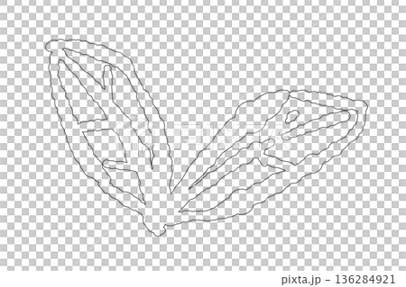 葉脈まで繊細に描かれたミントの葉のイラスト。ボタニカルアート風のおしゃれなドローイング素材。 葉脈まで繊細に描かれたミントの葉のイラスト。ボタニカルアート風のおしゃれなドローイング素材。 136284921
