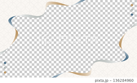 簡約弧形設計邊框，日式風格，七寶紋樣，背景，16:9 尺寸 136284960