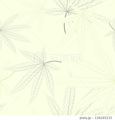 Foliage seamless pattern, green cannabis leaves on bright green 136285215