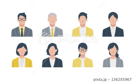 ビジネスパーソンの顔のセット 136285967