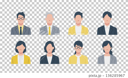ビジネスパーソンの顔のセット 136285967
