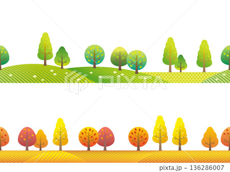 シームレスな四季の風景 春と秋のセット シームレスな四季の風景 春と秋のセット 136286007