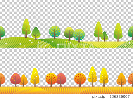 シームレスな四季の風景 春と秋のセット シームレスな四季の風景 春と秋のセット 136286007