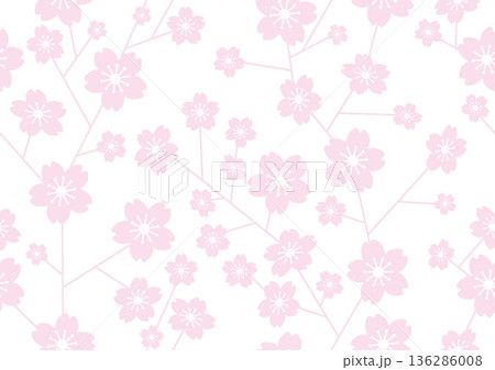 縦両方向にシームレスな桜のパターンイラスト 136286008