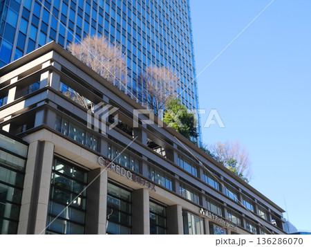 爽やかな青空と高層ビル｜日本橋 136286070