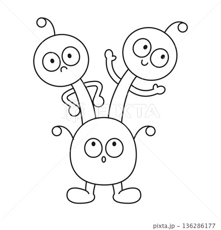 Cute cartoon monster. Coloring page. Outline vector illustrations isolated on a white background 136286177