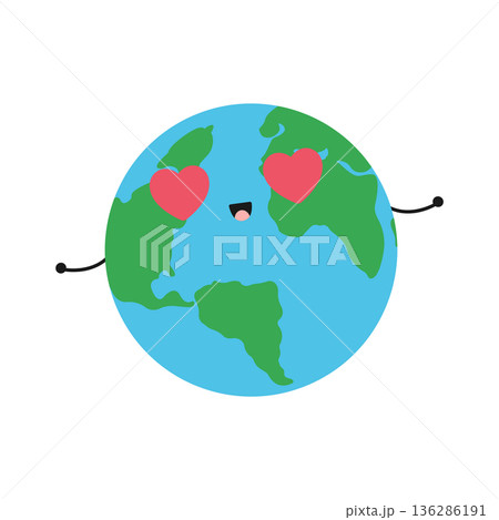 Planet Earth in love. Vector flat illustration isolated on a white background Planet Earth in love. Vector flat illustration isolated on a white background 136286191
