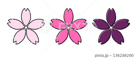 おしゃれなレトロイラスト 桜 ベクター素材セット おしゃれなレトロイラスト 桜 ベクター素材セット 136286200