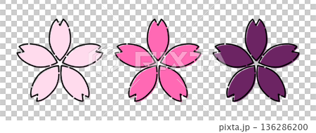 おしゃれなレトロイラスト 桜 ベクター素材セット おしゃれなレトロイラスト 桜 ベクター素材セット 136286200