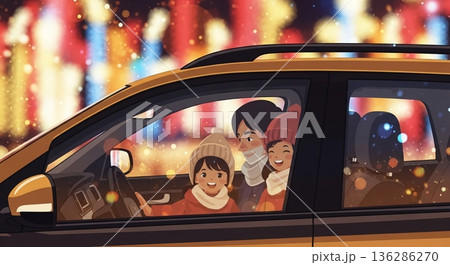 煌めく光と笑顔!家族で楽しむ夜의ドライブ 煌めく光と笑顔!家族で楽しむ夜의ドライブ 136286270