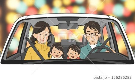 窓越しの笑顔！家族と輝くイルミネーション 136286282