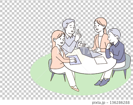 コピースペース付きの多様なビジネスチーム会議のイラスト 136286288