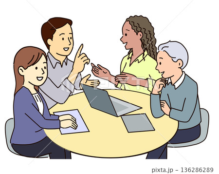 多様なビジネスチーム会議のイラスト 136286289