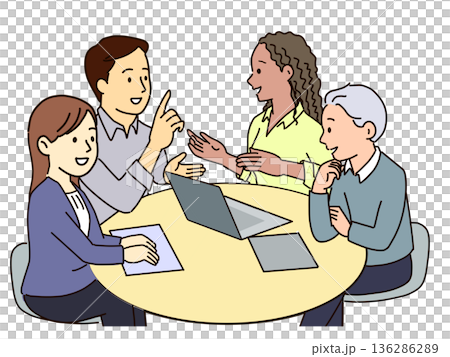 多様なビジネスチーム会議のイラスト 136286289