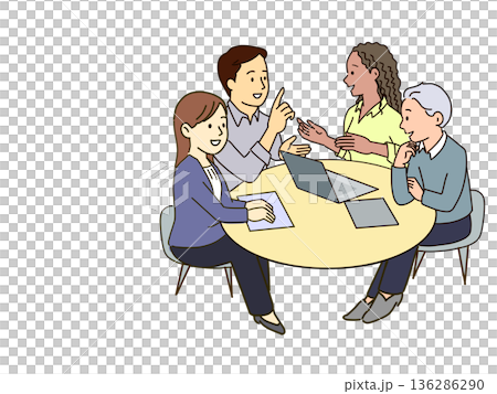 コピースペース付きの多様なビジネスチーム会議のイラスト 136286290
