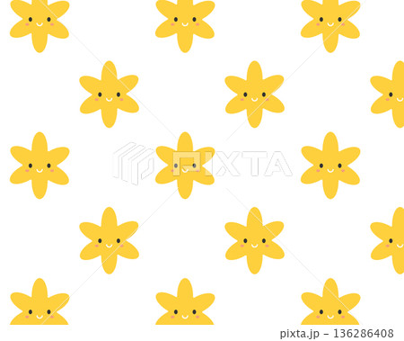 Seamless Christmas pattern. Cute yellow stars. Isolated white background. Vector illustration Seamless Christmas pattern. Cute yellow stars. Isolated white background. Vector illustration 136286408
