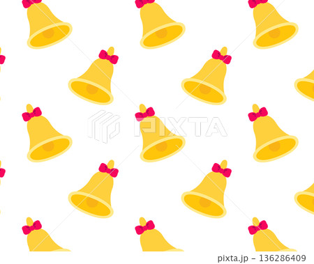 Seamless pattern. Christmas bells. Isolated white background. Vector illustration 136286409