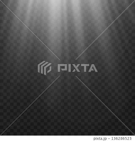 Realistic White Sun Ray Light Beam from Corner Overlay. Vector Realistic White Sun Ray Light Beam from Corner Overlay. Vector 136286523
