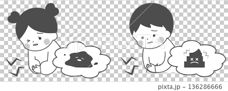 兒童腹瀉和便秘的症狀（單色） 136286666