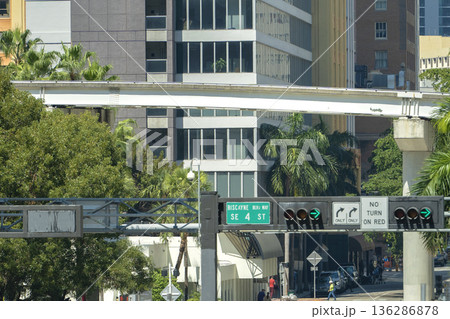 American street traffic light in Miami, Florida. USA transportation 136286878