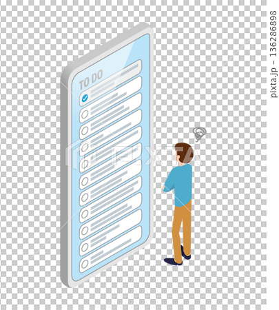 スマホでToDoリストを見ながら悩んでいる人 136286898