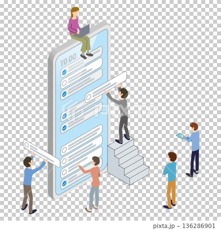 スマホでToDoリストを設定しているチーム 136286901