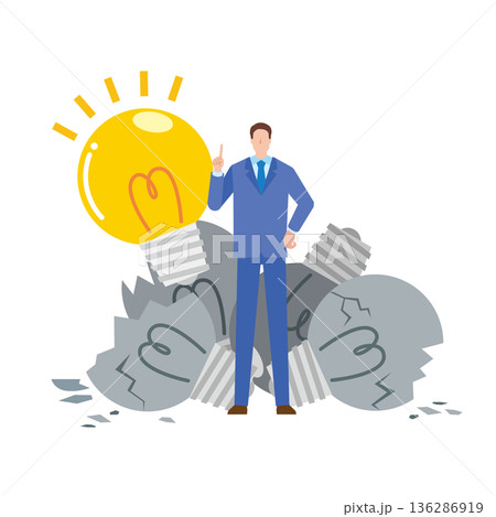 失敗からアイデアを思いつくビジネスマン 136286919