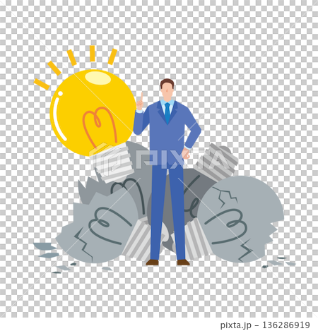 失敗からアイデアを思いつくビジネスマン 136286919