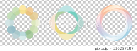 柔和抽象戒指套裝(3個)| 永續循環PNG材質 柔和抽象戒指套裝(3個)| 永續循環PNG材質 136287197