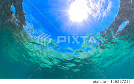 南の海の明るい水面 136287215