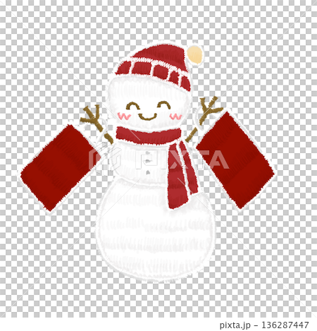 Embroidered illustration of a shopping snowman 136287447