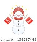キラキラの目で買い物する雪だるまのイラスト 136287448