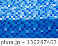 Blue Swimming Pool Tiles with Water Ripples and Light Reflection 136287463