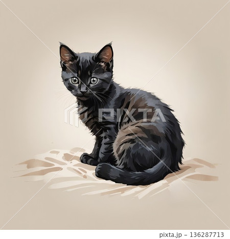 ボンベイの子猫の愛らしい座り姿 136287713
