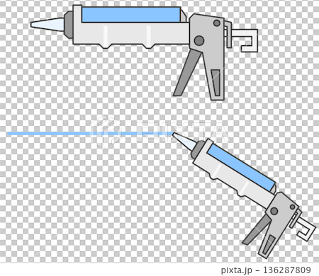 DIYで防水や接着としてシーリングを施工する工事用のコーキングガン 136287809
