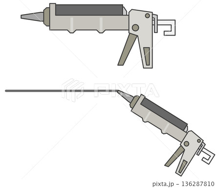 DIYで防水や接着としてシーリングを施工する工事用のコーキングガン 136287810