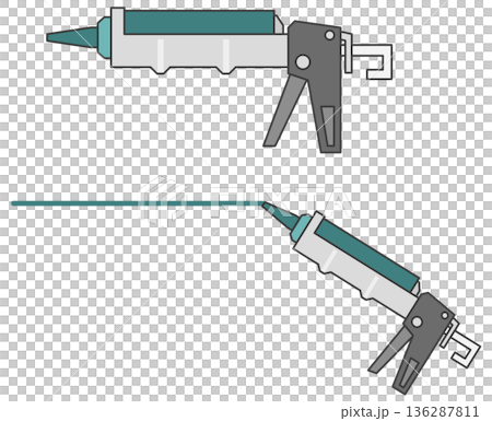 DIYで防水や接着としてシーリングを施工する工事用のコーキングガン 136287811