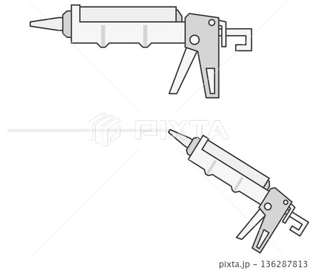 DIYで防水や接着としてシーリングを施工する工事用のコーキングガン 136287813