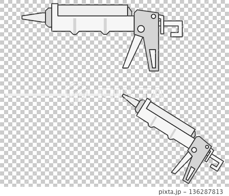 DIYで防水や接着としてシーリングを施工する工事用のコーキングガン 136287813
