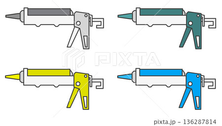 DIYで防水や接着としてシーリングを施工する工事用のコーキングガン 136287814
