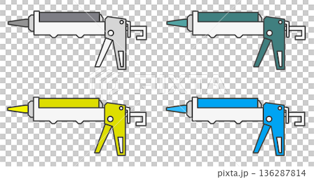 DIYで防水や接着としてシーリングを施工する工事用のコーキングガン 136287814