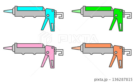 DIYで防水や接着としてシーリングを施工する工事用のコーキングガン 136287815