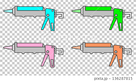 DIYで防水や接着としてシーリングを施工する工事用のコーキングガン 136287815