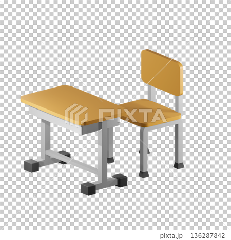 Japanese school desks and chairs lined up | 3DCG 136287842