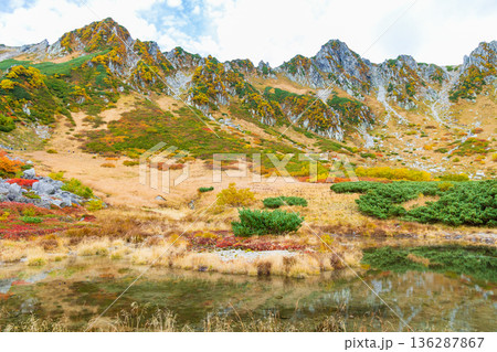 秋の中央アルプス　紅葉の千畳敷カール 136287867